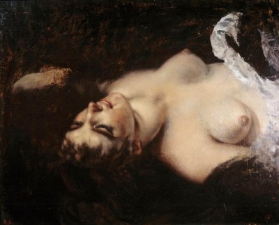 Studie för kvinnan med papegojan Modellen kan vara Joanna Hiffernan, dit Jo - Målning av Gustave Courbet (1819-1877) av Gustave Courbet