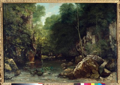 Den täckta bäcken, känd som ingången till Vallee du Puits-Noir, Doubs: Effect of Twilight Painting av Gustave Courbet (1819-1877) 1865 Dim. 0,94 x 1,35 m. Paris. Orsay museum av Gustave Courbet