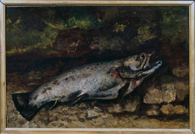 Fiskens öringstilleben. Målning av Gustave Courbet (1819-1877) av Gustave Courbet