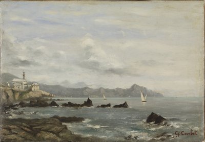 Utsikt över kyrkan i Boccadasse i Genua och Portofinos udde av Gustave Courbet