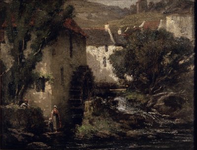 Vattenkvarn (olja på duk) av Gustave Courbet