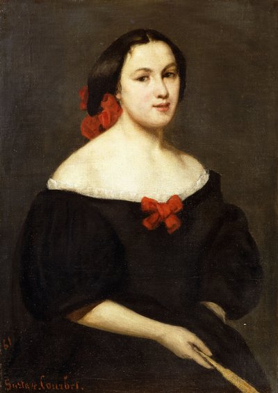 Kvinna med en fläkt; Femme a L"Eventail, 1861 av Gustave Courbet