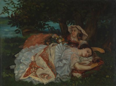 Unga damer på stranden av Seine, före 1857 av Gustave Courbet
