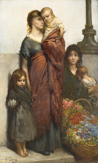 Blomsterförsäljare i London av Gustave Dore