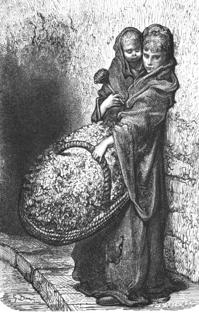 "En blomsterflicka", 1872. av Gustave Dore