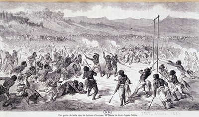 Ett bollspel i Choctaws-indianerna - gravyr av Gustave Doré av Gustave Dore