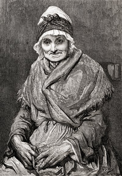 Efter en teckning gjord 1880 av Gustave Dore av hans sjuksköterska Francoise. Ur Gustave Dores liv och minnen, publicerad 1885. av Gustave Dore