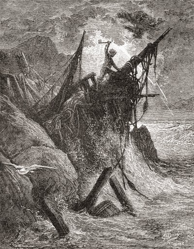 Efter ett originalverk av Gustave Dore till boken The Toilers of the Sea av Victor Hugo. Från Life and Reminiscences of Gustave Dore, publicerad 1885. av Gustave Dore