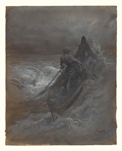 Efter skeppsbrottet - Design för en illustration av Coleridges The Rime of the Ancient Mariner av Gustave Dore