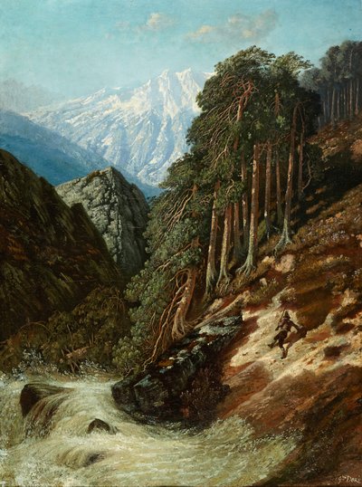 Alplandskap med Beck, efter 1870 (olja på duk) av Gustave Dore