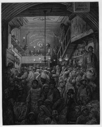 Billingsgate - Försäljning av fisk i gråten. Illustration för London av Louis Enault illustrerad av Gustave Dore av Gustave Dore