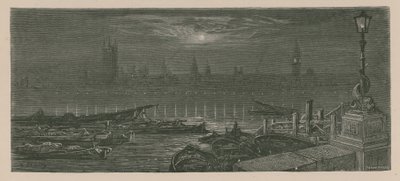 Båtar förtöjda på Themsen av Gustave Dore