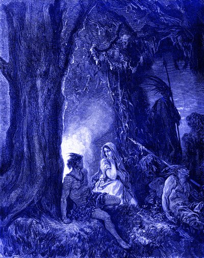 Chactas och Atala, gravyr av Doré. av Gustave Dore