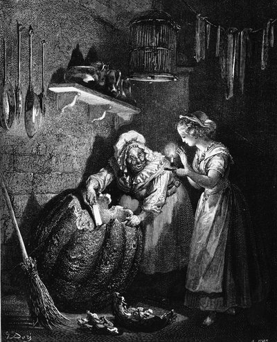 Askungen: illustration av Gustave Doré - i "Les Contes" av Charles Perrault. av Gustave Dore