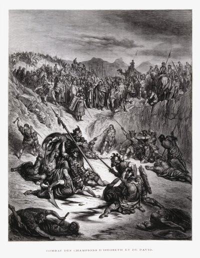 Ish-bosheths och Davids stridande soldater, illustration från Dore-bibeln av Gustave Dore