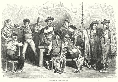 Sällskap i ett spanskt värdshus (gravyr) av Gustave Dore