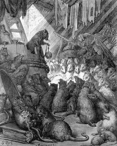 Råd som hålls av råttor - i "" Fables"" i La Fontaine, ill. av Gustave Doré av Gustave Dore