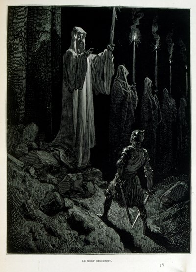 Croque-Mitaine; 1863 illustration, av Gustave Dore (1832 – 1883); Fransk konstnär, grafiker, illustratör. Croque-Mitaine (The bogeyman) en elak karaktär som presenteras för barn för att skrämma dem och på så sätt göra dem klokare. av Gustave Dore