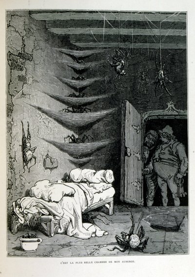 Croque-Mitaine; 1863 illustration, av Gustave Dore (1832 – 1883); Fransk konstnär, grafiker, illustratör. Croque-Mitaine (The bogeyman) en elak karaktär som presenteras för barn för att skrämma dem och på så sätt göra dem klokare. av Gustave Dore