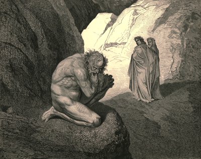Förbannad varg! Din vrede inåt över dig själv byter, och förtär dig!, c1890. av Gustave Dore