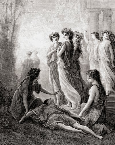 Daphnis et Alcimadure, från en utgåva från slutet av 1800-talet av Fables de La Fontaine (trästick) av Gustave Dore