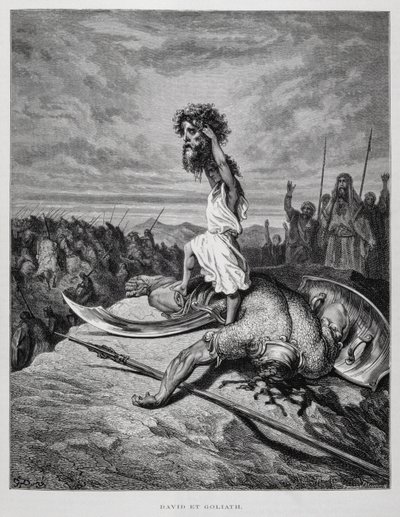 David dödar Goliat, illustration från Dore-bibeln av Gustave Dore