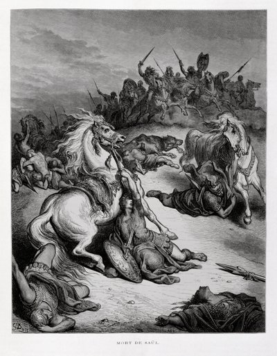 Kung Saul av Israels död, illustration från Dore-bibeln av Gustave Dore