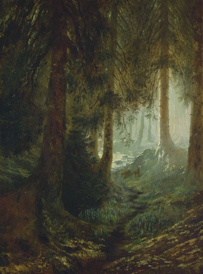 Rådjur i ett skogslandskap av Gustave Dore