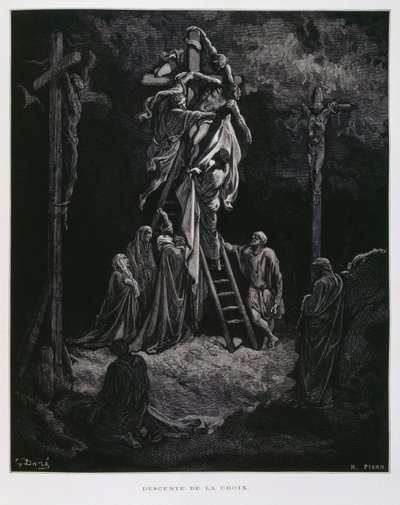 Kristi nedstigande från korset, illustration från Dore-bibeln av Gustave Dore