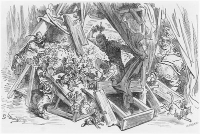 Don Quijote slåss mot dockorna, illustration från 