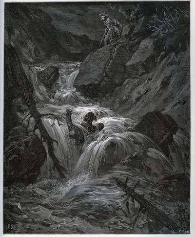 Dorothee, deguisee som en ung bonde, släpper lös sin lustfyllda betjänt - från "" Don Quixote de la Mancha"" av Miguel Cervantes av Gustave Dore