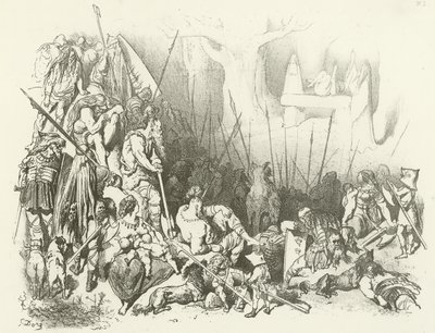 Druiddyrkan - Ett människooffer (gravyr) av Gustave Dore