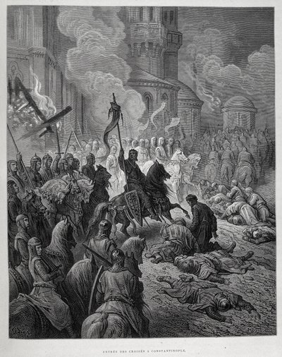 Korsfararnas intåg i Konstantinopel under det fjärde korståget av Gustave Doré. av Gustave Dore