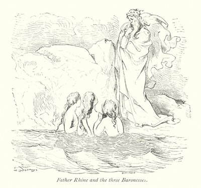 Fader Rhen och de tre baronessorna (gravyr) av Gustave Dore