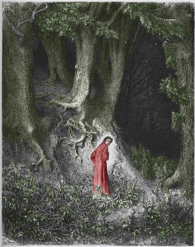 地獄の最初の歌: 詩人ダンテは森の中にいることに気づきます。 イラスト：ギュスターヴ・ドレ・スウェディッシュ av Gustave Dore