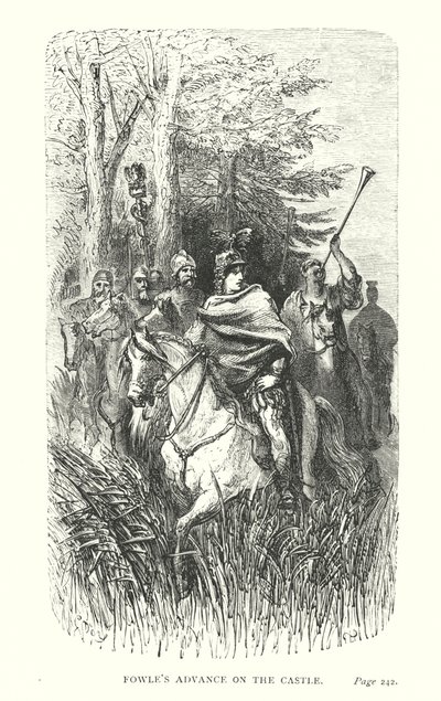 Fowles framryckning mot slottet (gravyr) av Gustave Dore