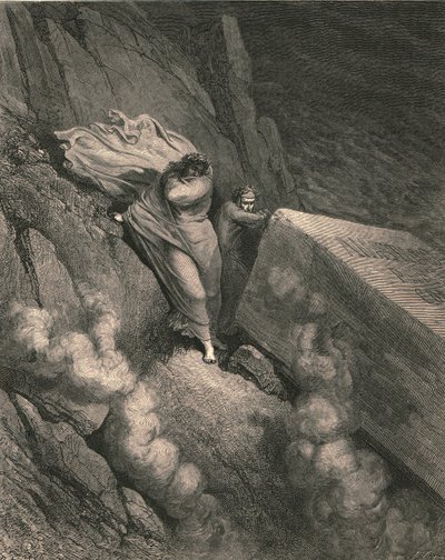 Från den djupa avgrunden, bakom locket på ett stort monument, stod vi pensionerade, c1890. av Gustave Dore