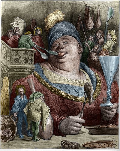 Gargantua karaktär i romanerna av Francois Rabelais (1494-1553), fransk författare. Illustration av Gustave Dore (1832-1883). av Gustave Dore
