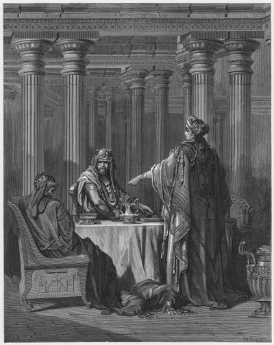 Gustave Dore Bibeln: Ester anklagar Haman av Gustave Dore
