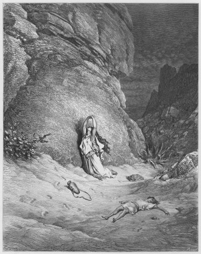Gustave Dore Bibeln: Hagar och Ismael i öknen av Gustave Dore