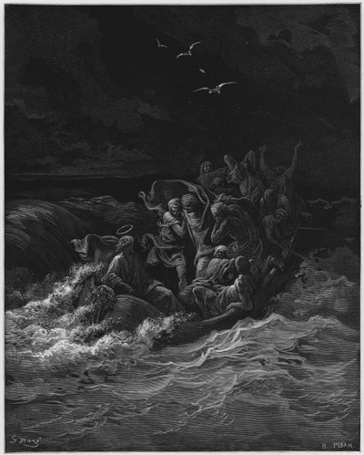 Gustave Dore Bibeln: Jesus stillar stormen av Gustave Dore