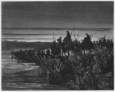 Gustave Dore Bibeln: Israels barn som korsar Jordanien av Gustave Dore
