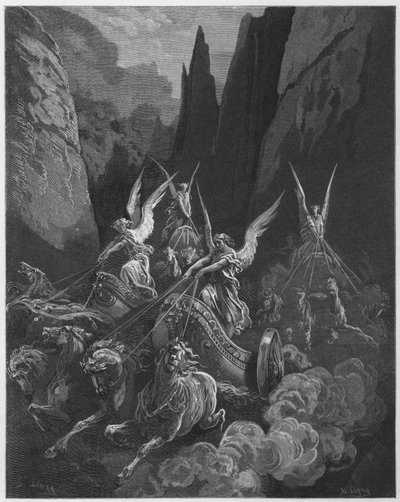 Gustave Dore Bibeln: Visionen om de fyra vagnarna av Gustave Dore