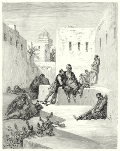 Gustave Dores Don Quijote: "Äntligen bestämde jag mig för att lita på en överlöpare från Murcia, som hade visat mig stora bevis på sin vänlighet" (gravyr) av Gustave Dore