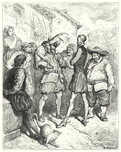 Gustave Dores Don Quijote: "Vid dessa ord stod Don Quijote förvånad" (gravyr) av Gustave Dore