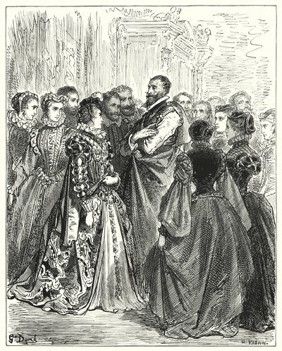 Gustave Dores Don Quijote: "Don Antonios fru hade bjudit in flera av sina vänner till en bal, för att hedra sin gäst" (gravyr) av Gustave Dore