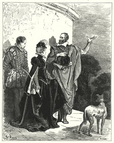 Gustave Dores Don Quijote: "Han gjorde hertigen och hertiginnan bekant med hans känslor och bad att de skulle få lämna" (gravyr) av Gustave Dore