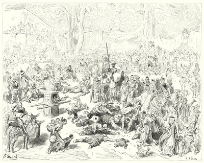 Gustave Dores Don Quijote: "Stackars Sancho följde sin herre med ett tungt hjärta" (gravyr) av Gustave Dore