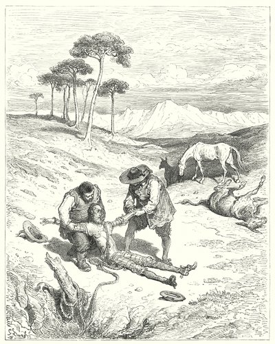 Gustave Dores Don Quijote: "De fann att hans ögon var slutna, som om han hade sovit fast" (gravyr) av Gustave Dore