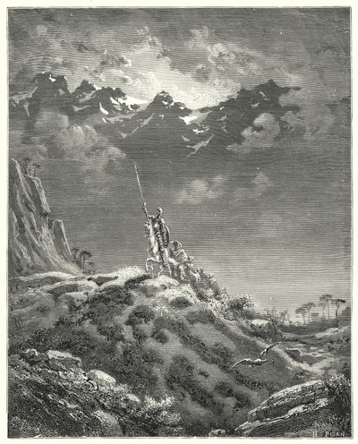 Gustave Dores Don Quijote: "Mot kungariket Micomicon" (gravyr) av Gustave Dore